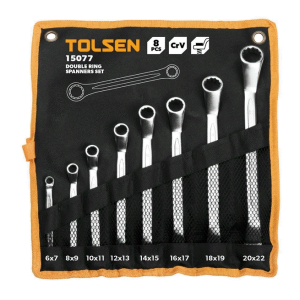 Tolsen 15077 8 Pieces Double Ring Spanner Set